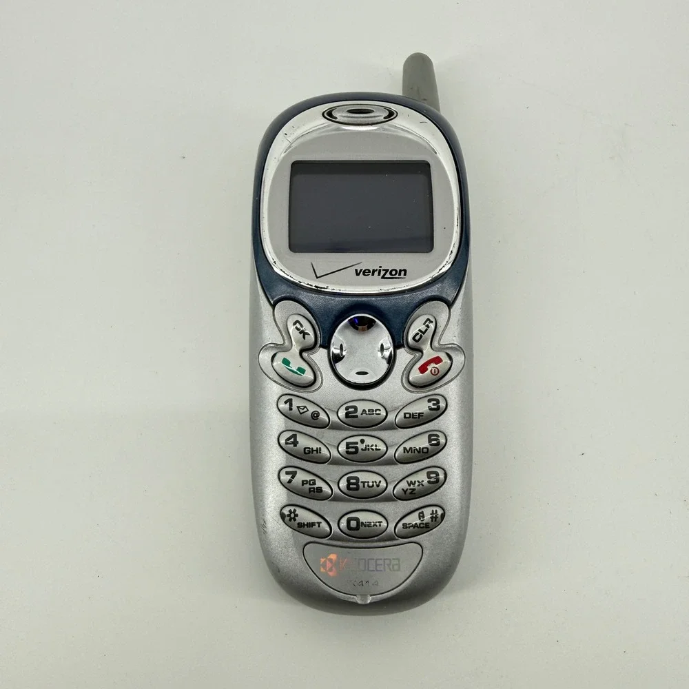 Kyocera KX414 Cell Phone Silver Solid Plastic Vintage Verizon 3G CDMA Untested